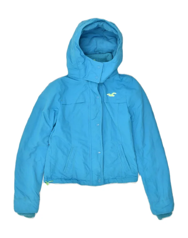 HOLLISTER Womens Hooded Windbreaker Jacket UK 10 Small Blue Nylon