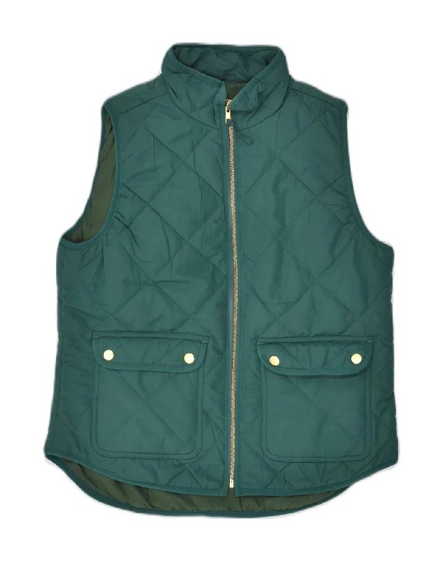 J. CREW Womens Quilted Gilet US 6 Medium Green Polyester