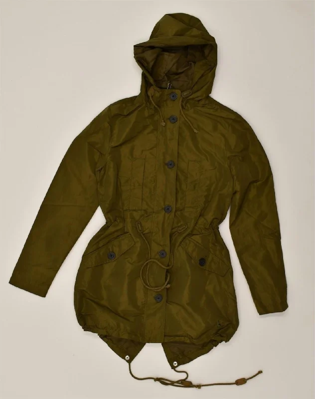 JACK WILLS Womens Hooded Parka Jacket UK 10 Small Khaki Polyester