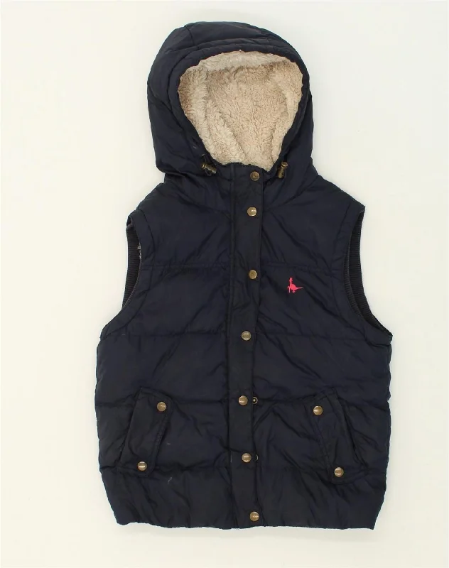 JACK WILLS Womens Hooded Sherpa Padded Gilet UK 10 Small  Navy Blue