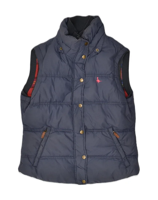 JACK WILLS Womens Padded Gilet UK 12 Medium Navy Blue Polyester