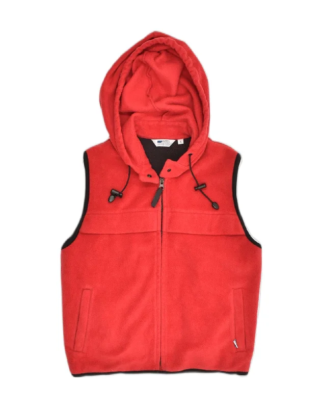 LEVI'S Womens Hooded Fleece Gilet UK 10 Small Red Polyester