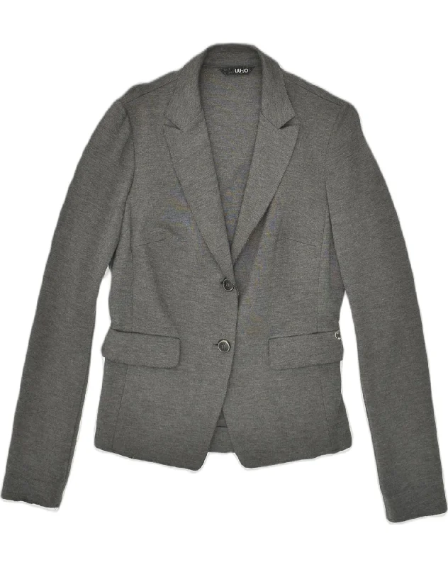 LIU JO Womens 2 Button Blazer Jacket IT 46 Large  Grey Viscose