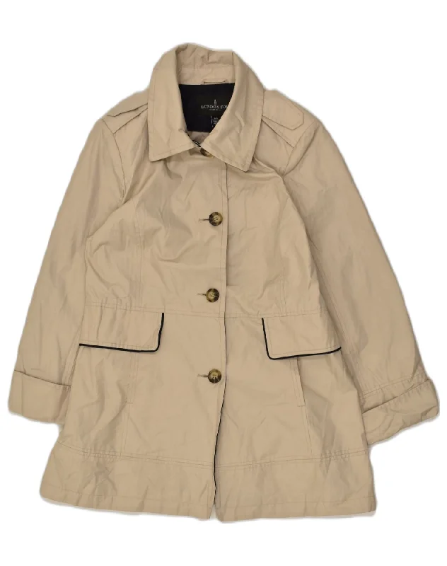 LONDON FOG Womens Overcoat UK 16 Large Beige Cotton