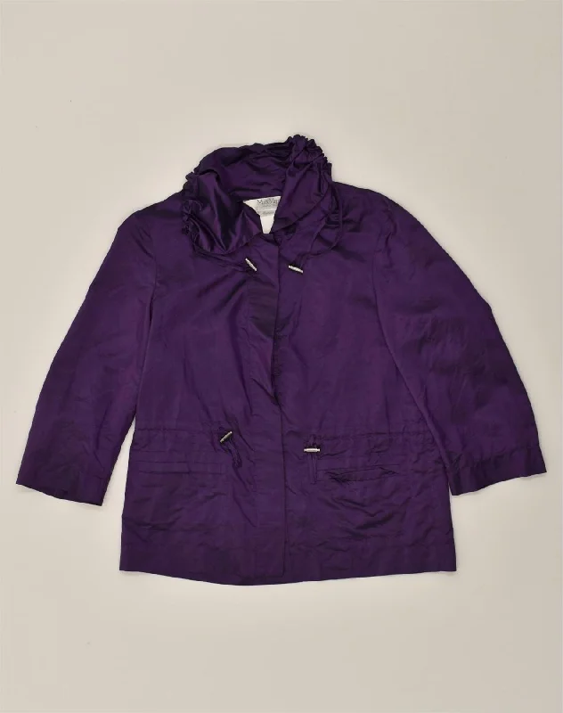 MAX MARA Womens Overcoat UK 8 Small Purple Silk