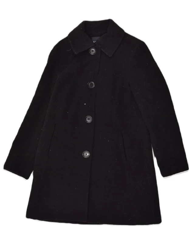 NAUTICA Womens Slim Fit Overcoat UK 12 Medium Black Wool