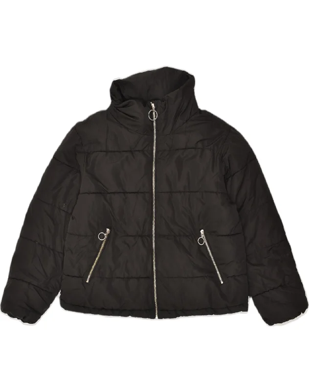 PULL & BEAR Womens Padded Jacket UK 10 Small Black Polyester