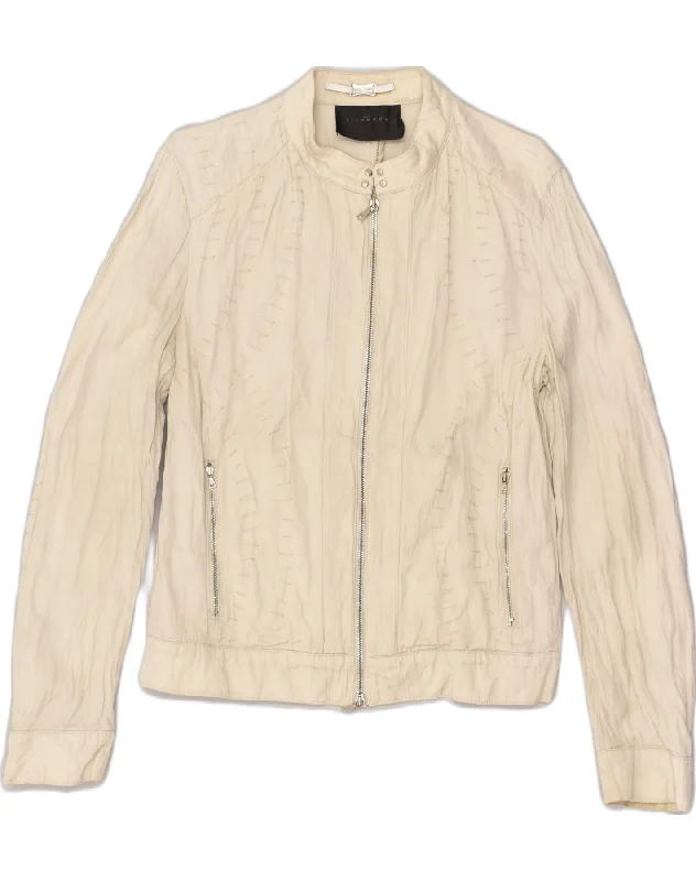 RICHMOND Womens Bomber Jacket UK 18 XL Beige Cotton