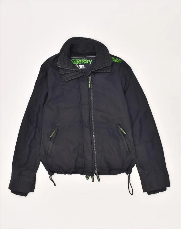 SUPERDRY Womens Slim Rain Jacket UK 40 Large Navy Blue Nylon