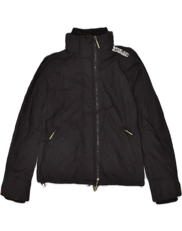 SUPERDRY Womens Windbreaker Jacket UK 16 Large  Black Nylon