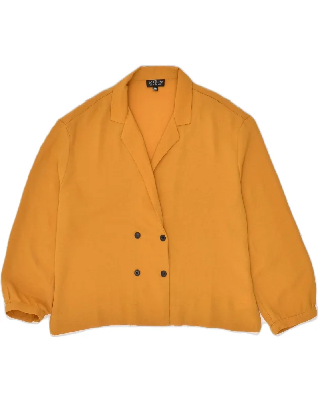 TOPSHOP Womens Double Breasted Blazer Jacket UK 14 Large  Yellow Polyester