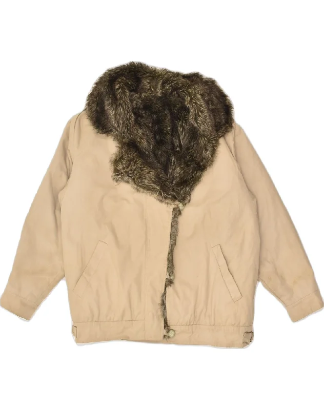 VINTAGE Womens Sherpa Jacket UK 20 2XL Beige