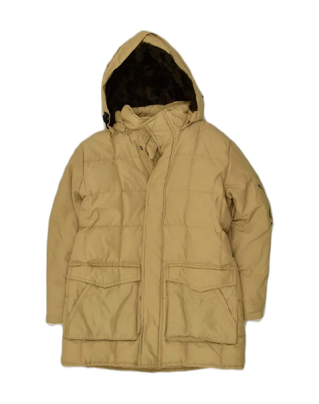 WOOLRICH Womens Hooded Padded Coat UK 8 Small Beige Nylon