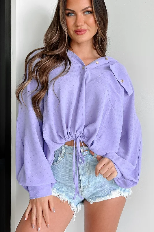 Judia Hooded Drawstring Top (Periwinkle)