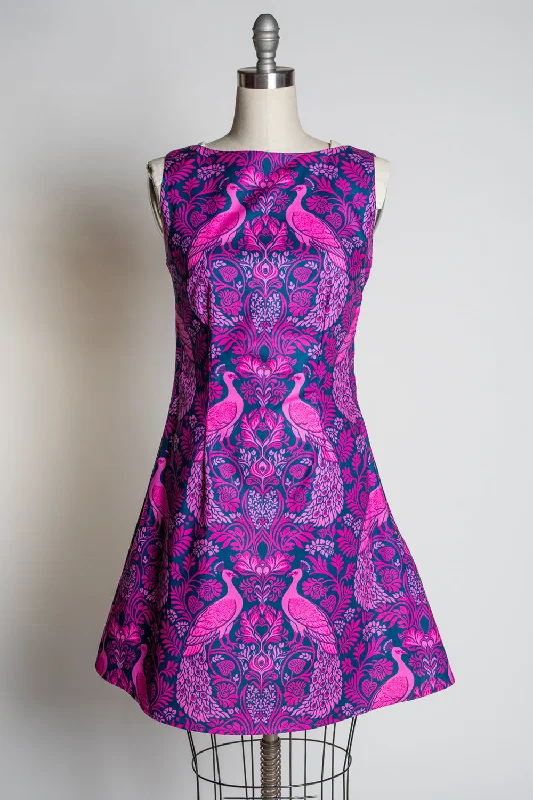 Nancy Shift Dress - Peacock Damask, Pink