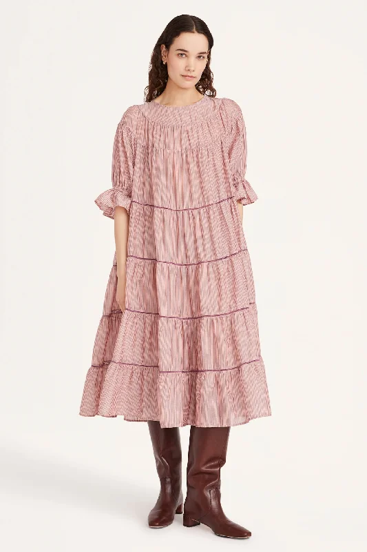 Paradis Dress in Mulberry Multi Stripe