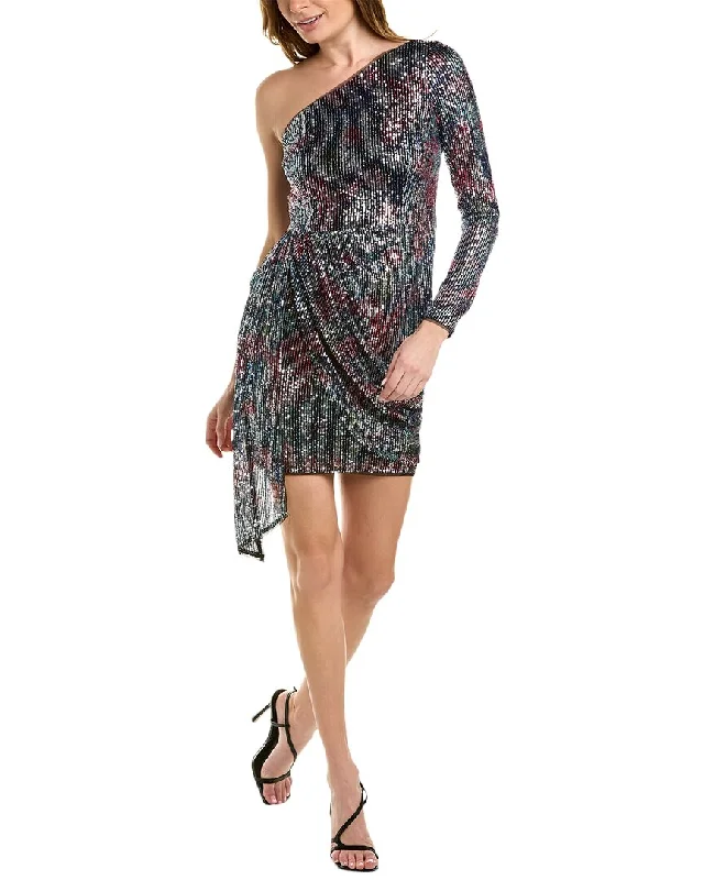 Aidan Mattox Printed Sequin Mini Dress