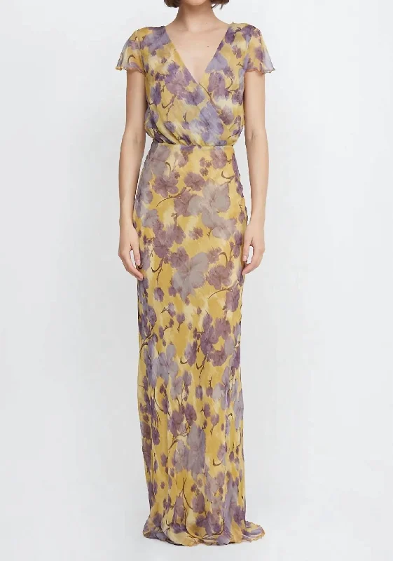 Bernadette Wrap Maxi Dress In Golden Violet