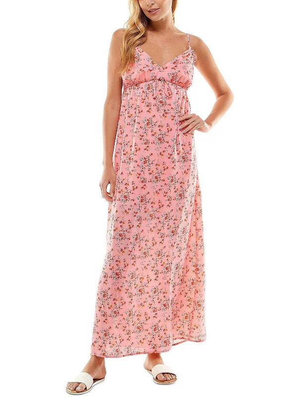 Juniors Womens Empire Floral Maxi Dress