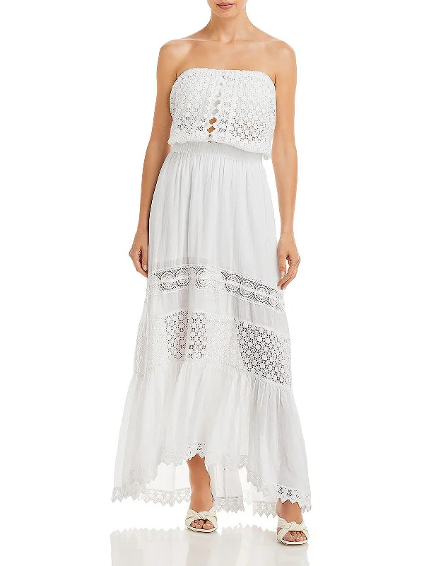 Kate Womens Crochet Blouson Maxi Dress