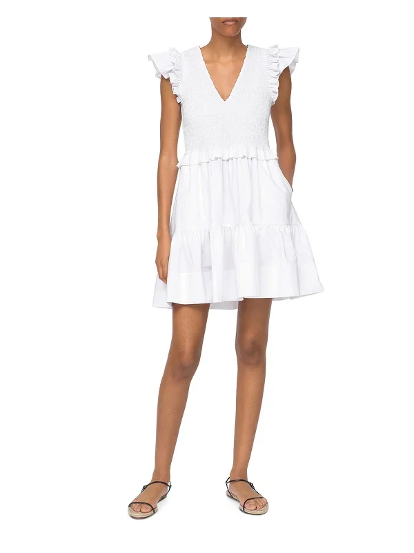 Phoebe Womens Smock V-Neck Mini Dress