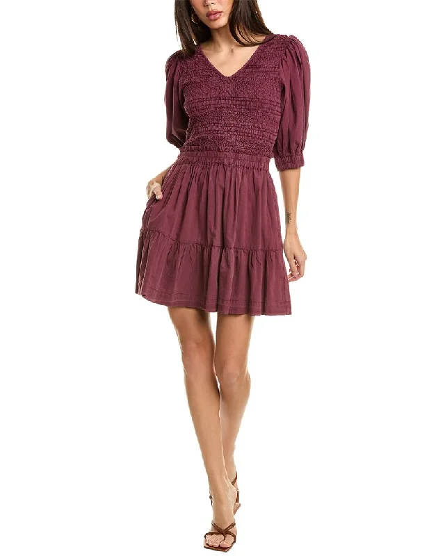 SEA NY Simona Puff Sleeve Smocked Mini Dress