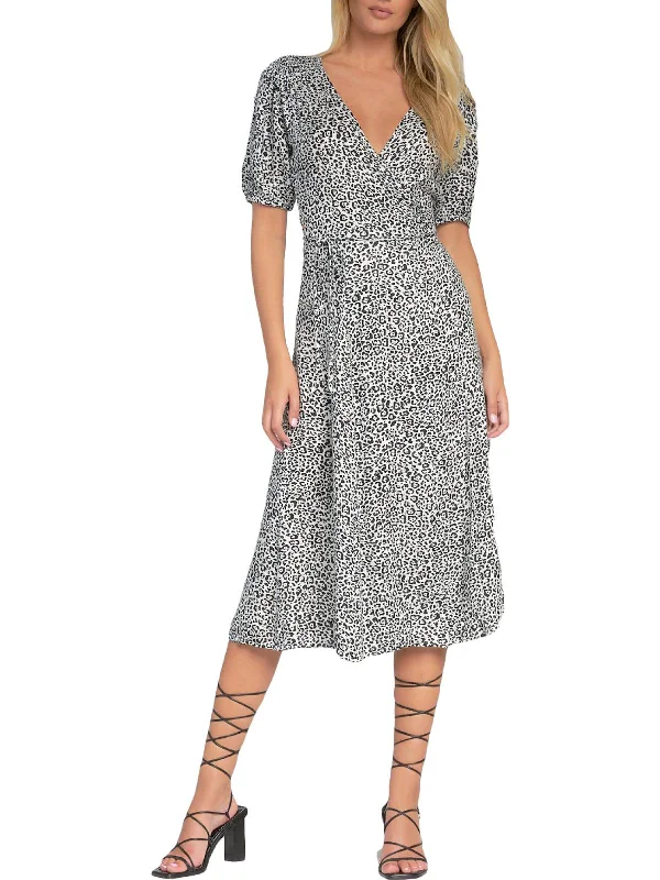 Womens Animal Print Maxi Wrap Dress