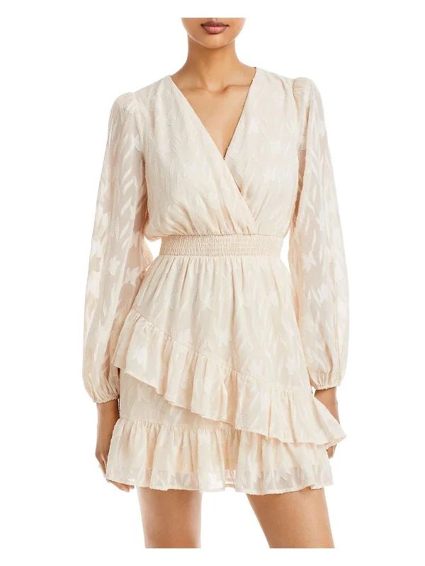 Womens Chiffon Tiered Mini Dress