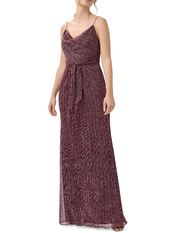 Womens Metallic Maxi Evening Dress