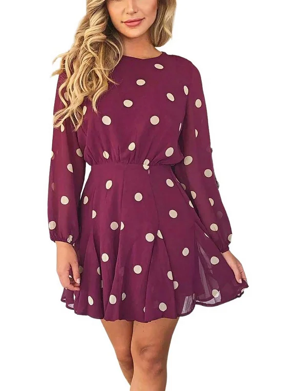 Womens Polka Dot Short Mini Dress