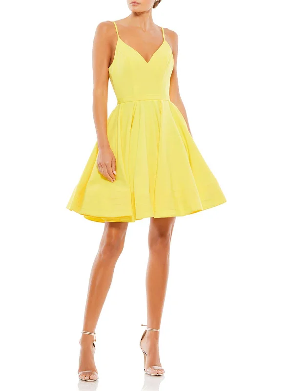 Womens Ruffled Mini Cocktail and Party Dress