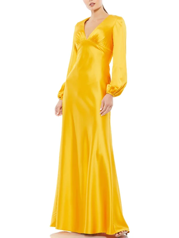 Womens Satin Maxi Evening Dress