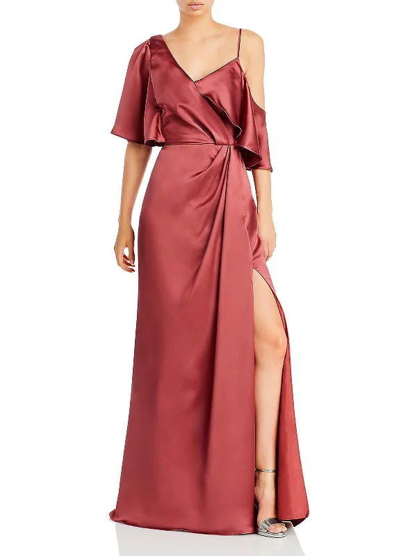 Womens Satin Maxi Evening Dress