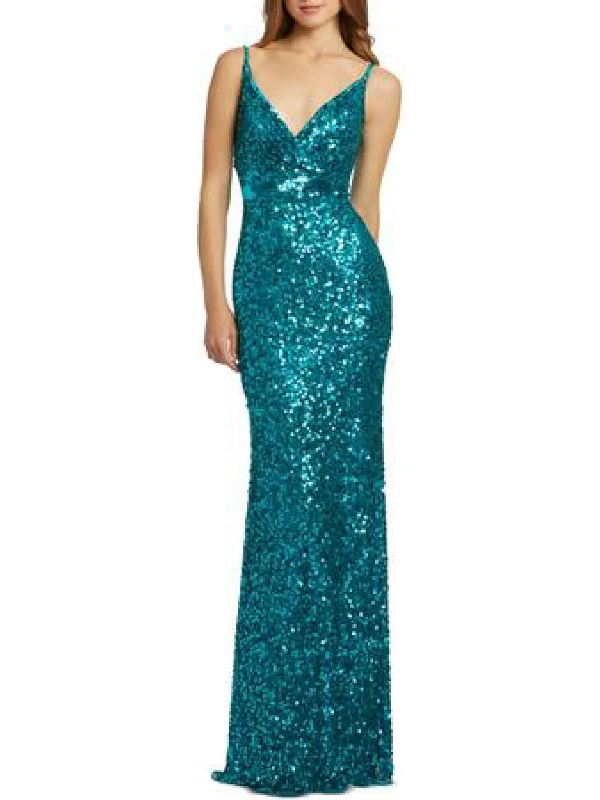 Womens Sequined Maxi Evening Dress