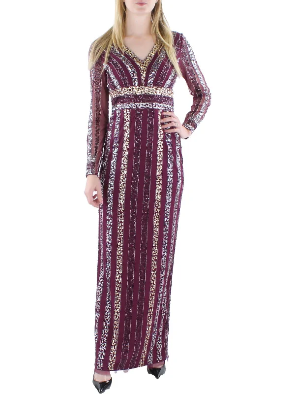 Womens Sequined Maxi Evening Dress