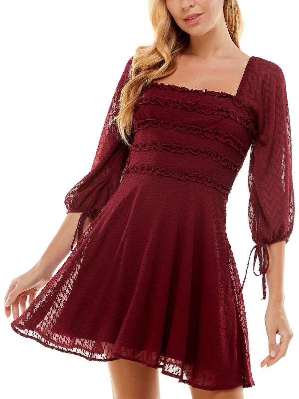 Womens Textured Square-neck Mini Dress