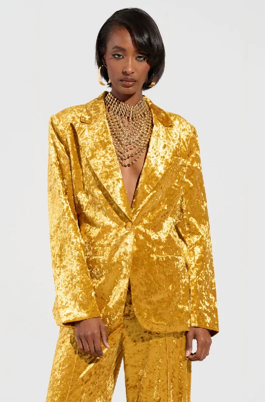 DRIPPING IN GOLD CRUSHED VELVET BLAZER