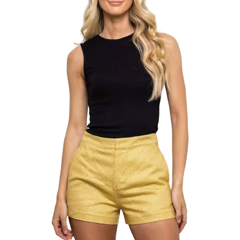 Rhinestone Denim Shorts In Gold