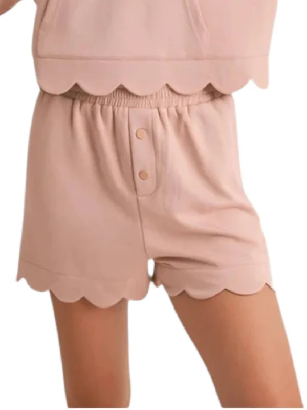 Scalloped Edge Shorts In Dusty Rose