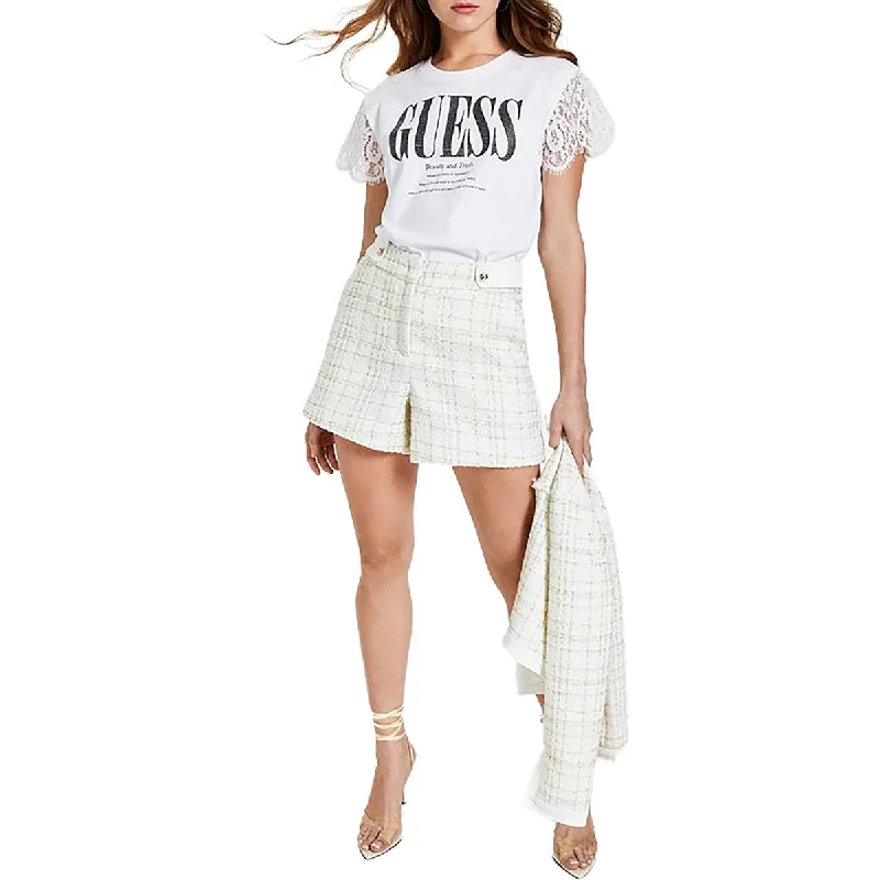 Womens High Waisted Tweed High-Waist Shorts