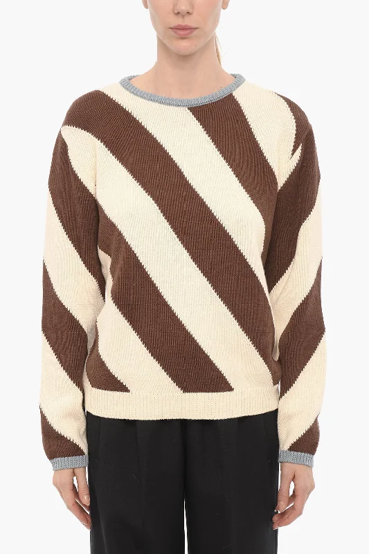 La Double J Lightweight Cotton Two-Tone VENEZIANA Crew-neck Sweater