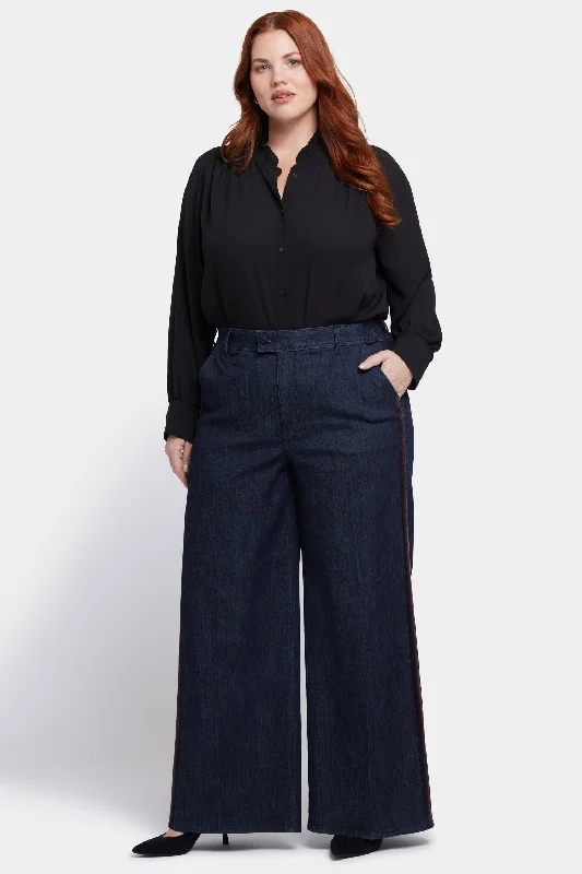 Mona Wide Leg Trouser Jeans In Plus Size - Lightweight Rinse