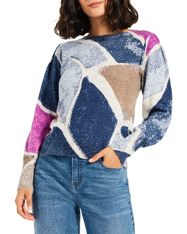 NIC+ZOE Petite Printed Tiles Femme Sleeve Sweater