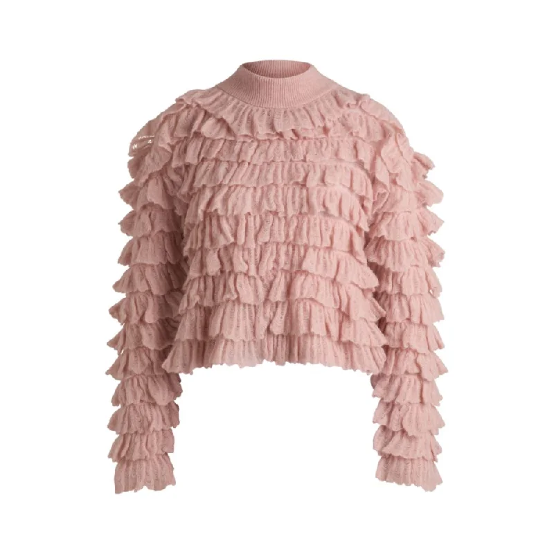 Oversize-fit mock-neck sweater with frilled structure