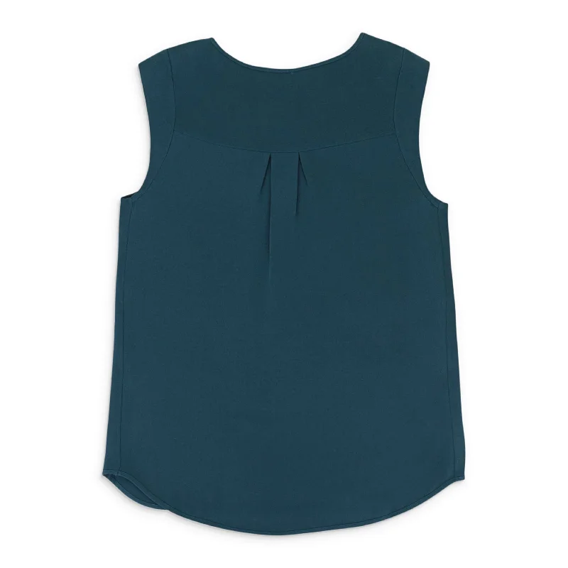 SCOOP NECK GREEN SLEEVELESS TOP