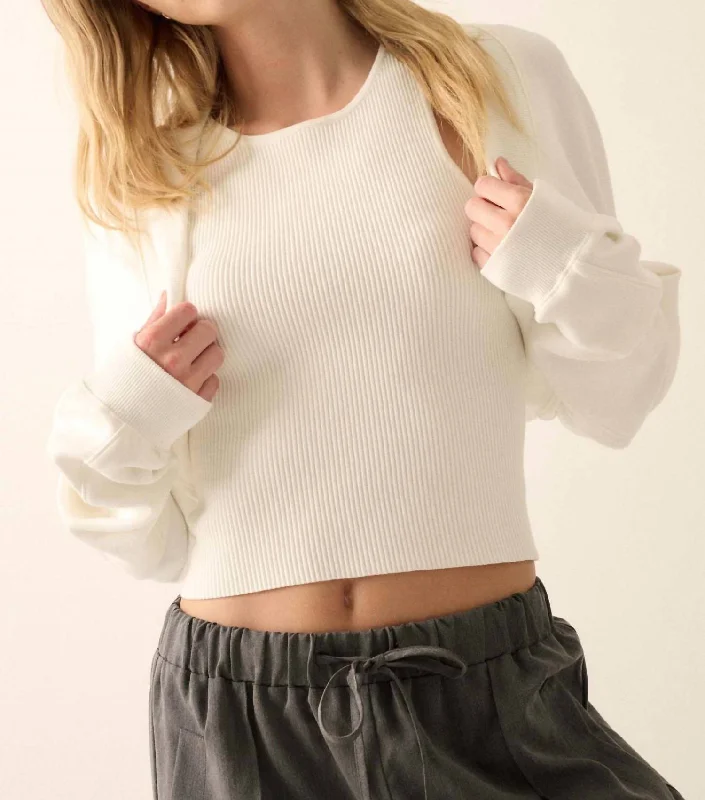 Scuba Shrug Cardigan In Cream