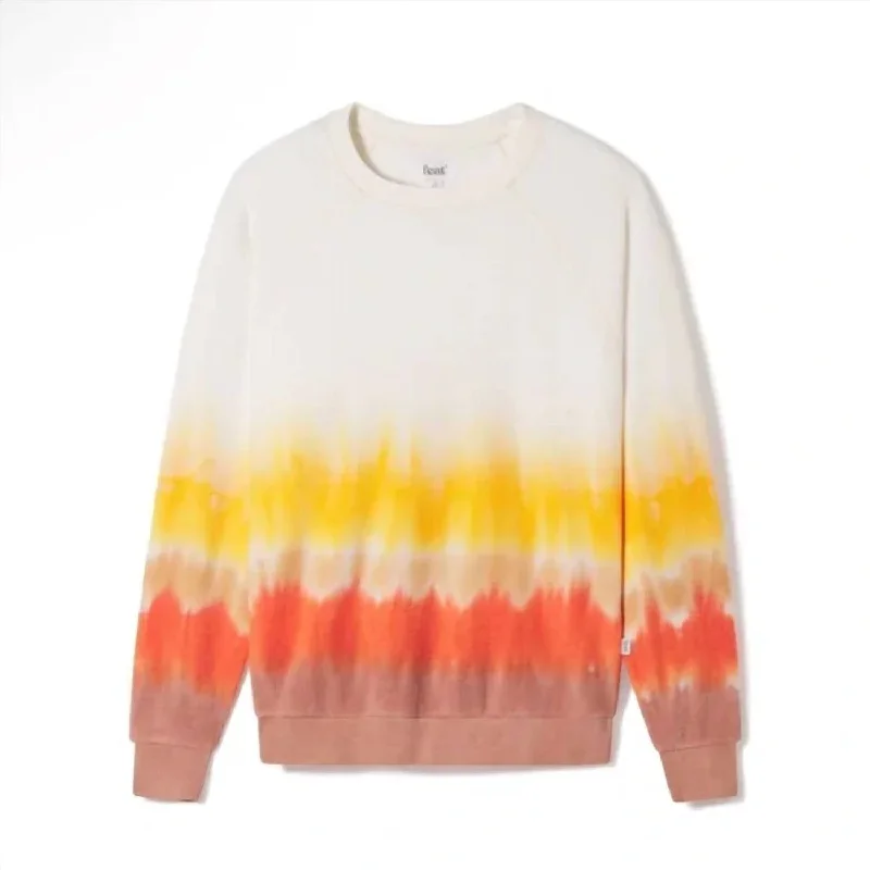 Women's Blanketblend Crewneck Tie Dye Desert Sunset In Orange